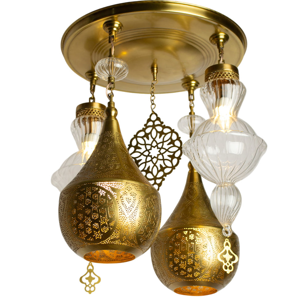 Chandelier, 4 Lights, Metal, 40×60cm - Oxide